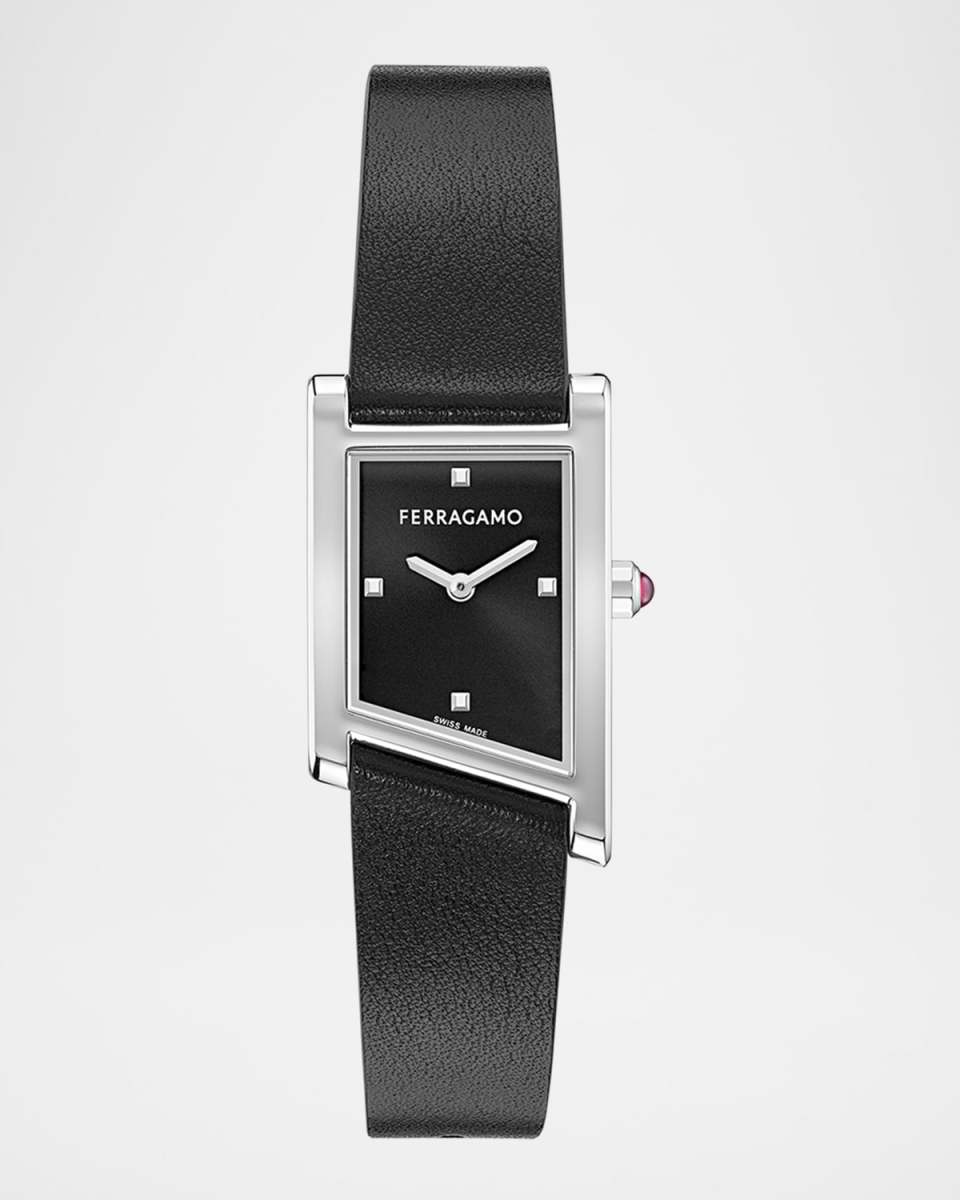 Ferragamo Asymetrique 22X36MM Stainless Steel Leather Watch